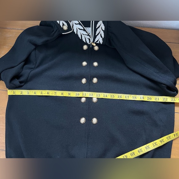 St John Santana Knit Embroidered Jacket Zip Front in Black Signature Hardware - Picture 8 of 17